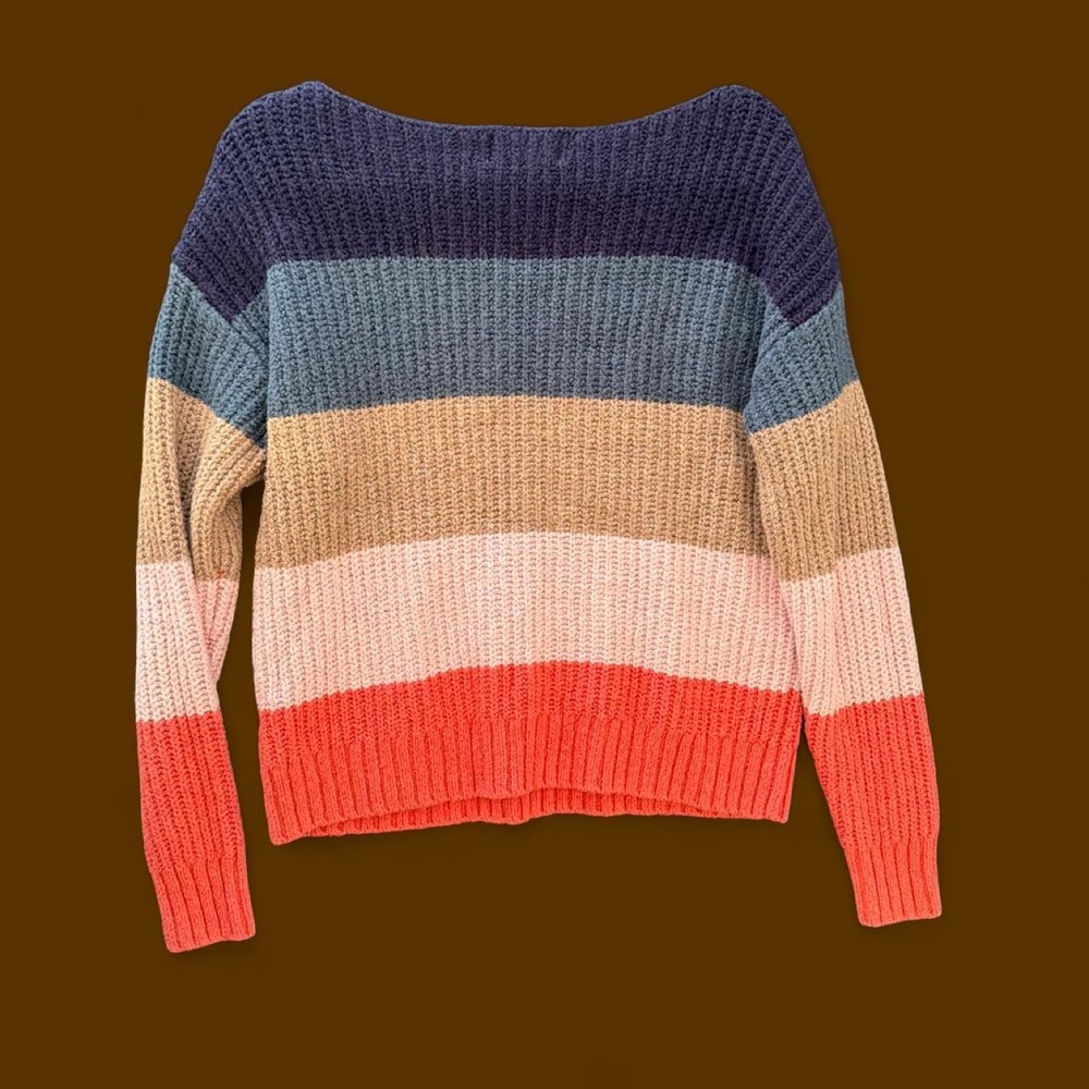 Old Navy Women's Medium Colorblock Striped Chunky Knit Sweater Multicolor - Picture 3 of 3